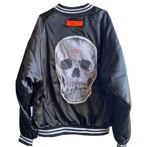 NWT The Laundry Room Ghouls Tales Patchwork Skull Quilted Stadium Jacket…